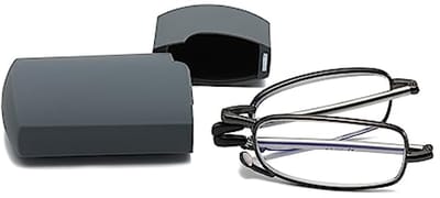 Opvouwbare metalen leesbril met veerscharnieren en telescopische beugels - Anti-blauw licht en draagtas