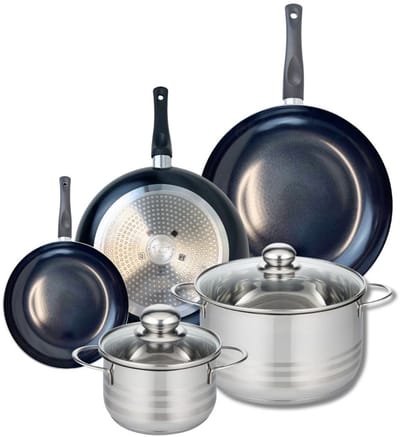 Set van 3 Kookpannen 20, 28 en 32 cm en 2 braadpannen 16 en 24 cm Elo Prima Brillant