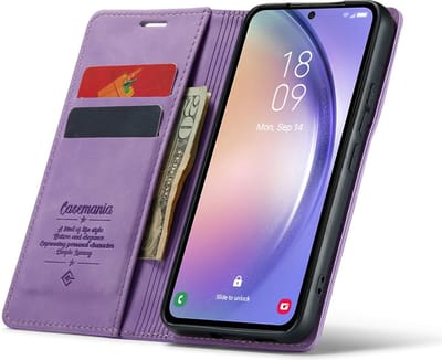 CaseMania Bookcase hoesje geschikt voor Samsung Galaxy A26 - Effen Lila - Kunstleer