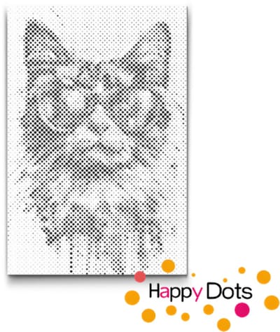 HappyDots DOT Painting Gekke dieren - Kat 20x30cm