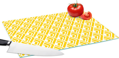 Glazen Snijplank - 39x28 - Geometrie - Zomer - Diamant - Geel - Patroon - Snijplanken Glas