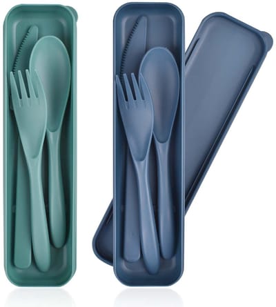 Dailygoods- Bestekset Draagbaar met Koffer - Herbruikbare Vorken/Lepels/Messen - Campingbestekset - Reisbestekset - Outdoor - 21x6x2.5cm - Reisbestek