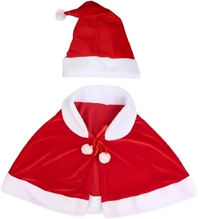 Kerstcape van rood fluweel, zachte en warme kerstoutfit voor vrouwen en meisjes, perfect voor feestelijke gelegenheden