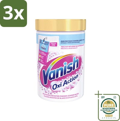 3 x Vanish Oxi Action - Vlekkenverwijderaar Poeder - Witte Was - 710 Gram - Grootverpakking - Wit Was - Vlekverwijderaar - Witheid Herstellen - Geur Neutraliseren - Koud Water