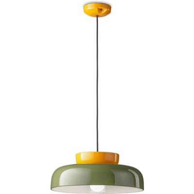 Ferroluce Maracanà hanglamp, geel/sage groen
