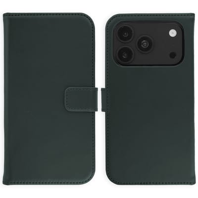 Selencia Hoesje - Geschikt voor Apple iPhone 18 Pro Max / 17 Pro Max - Echt Lederen Bookcase - Groen
