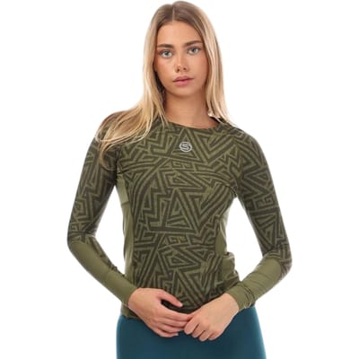 Skins Dames-serie 3: nylon shirt met lange mouwen (Kaki Groen)