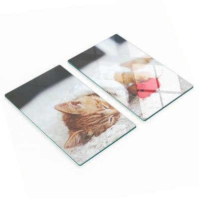 Decoratieve glazen snij- en serveerplanken Sweet Kitty 2x30x52 cm