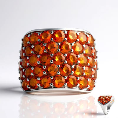 Cavill - Zilveren Ring Gerhodineerd 925 Sterling Zilver - 3.647 Ct Madeira Citrien - Rondgeslepen Braziliaanse Edelsteen - Damesring 21x20 mm