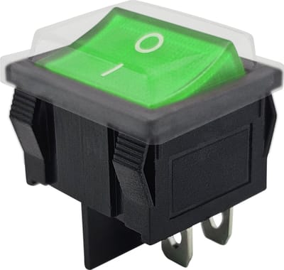 ProRide Wipschakelaar ON-OFF KCD5-202 - met Beschermkapje - 2 Polig - 250V/6A - Groen zonder controlelampje
