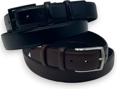 Safekeepers riemen - 2pak - donkerbruin leer - vegan zwart - zwarte en zilverkleurige gesp