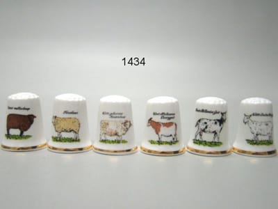 Geharo Vingerhoedjes Schapen & Geiten – Set van 6 – Porselein – Landelijk Design – Verzamelobject