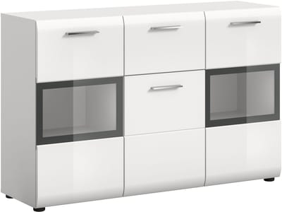 Elegant Sideboard met Glazen Deuren en Lade - Moderne Opbergkast voor Woonkamer - 125x81x37cm