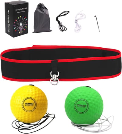 Bokszak Bal - Reflex Bal - Coördinatie Trainen - Verstelbare Hoofdband - Set - Geel/Groen