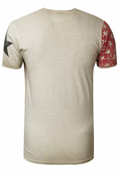 USA T-shirt met sterren en strepen en V-hals in gebruikte look