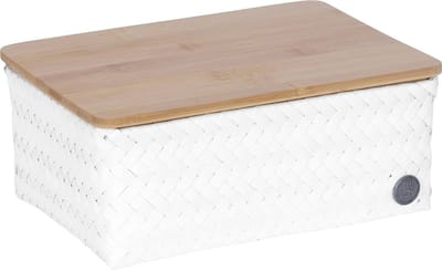 Handed By - Opbergmand met deksel - Mand - Opberger - Speelgoedmand - Woonkamer - Kinderkamer - Babykamer - Top Fit medium high - wit - white