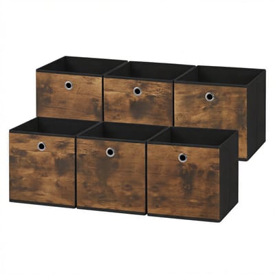 SONGMICS - Opbergbox - Opbergdoos - Set van 6 - Met Handgreep - Opvouwbare Stoffen Opbergboxen