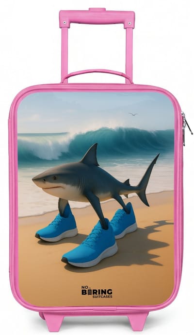 NoBoringSuitcases.com® - Kinderkoffer roze - Kindertrolley meisje - Tralalero tralala - Koffer kind lichtgewicht - Reiskoffer trolley voor kinderen - Koffertje met lichtgevende wieltjes - Rolkoffer