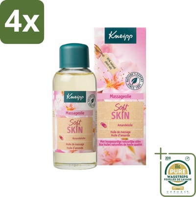 Kneipp - Massageolie - Soft Skin - Amandelbloesem - Voor zachte & soepele huid - 100 ml - Voordeelverpakking - 4 stuks - Soepele huid - Natuurlijke oliën