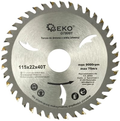 GEKO Cirkelzaagblad - Houtbewerking - 115 mm - 40 Tanden - Koelgaten