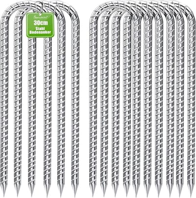 Stevige Grondpennen Set van 10 - Gegalvaniseerd Staal - 30 cm voor Trampoline, Tent en Schutting
