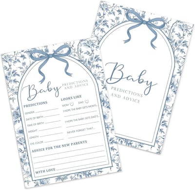 25 Chinoiserie Babyshower Voorspellingskaarten en Advieskaarten voor Feestspelletjes