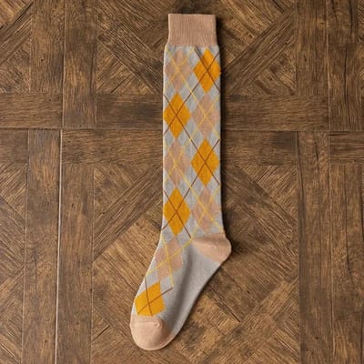 Mode Geruite Dameskousen Lange Sokken Kousen Dames College Stijl Gebreide Katoenen Kniekousen Kousen Japanse Schoolmeisjes One Size brown