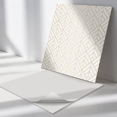 Wallfluent Vinyl Tegels - 3D-Bladpatroon Zelfklevende Vinyltegels - 30 cm x 30 cm - Wit Vinyl Tegels - Verpakking van 9 stuks - Vierkant PVC Tegels - Texturen Plaktegels - Vloer Tegels PVC - Plaktegels Keuken en Badkamer