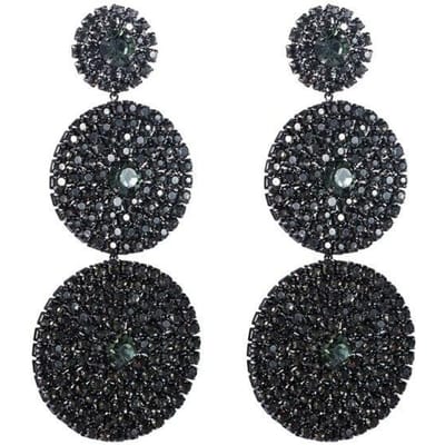 Europese Overdreven Meerlaagse Ronde Hangende Oorbellen Vrouwen Glanzende Strass Geometrische Hangende Oorbellen Feestsieraden Cadeaus gray