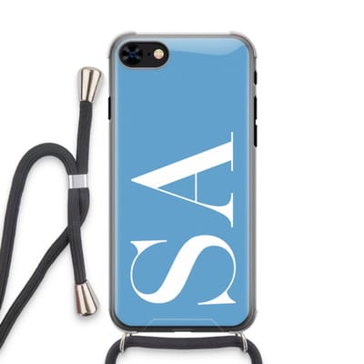 Gepersonaliseerd - Case Company® - Hoesje met koord geschikt voor iPhone 8 hoesje met Koord - Monogram N°2 - Telefoonhoesje met Zwart Koord - Extra Bescherming aan alle Kanten en Over de Schermrand