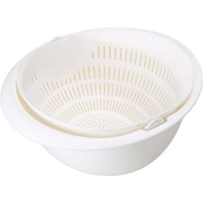 Keuken Fruitmand Afneembaar Dubbellaags Fruit- en Groentebekken Afdruipmand Creatief Huishouden Roterende Wasmand white