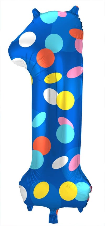 Folat - Folieballon Cijfer 1 Colorful Dots - 86 cm