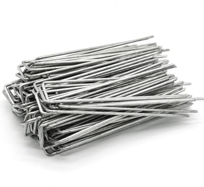 100 Stuks Grondankers 15 cm - Gegalvaniseerd Staal - U-vormige Tuinpennen Bevestigingsanker