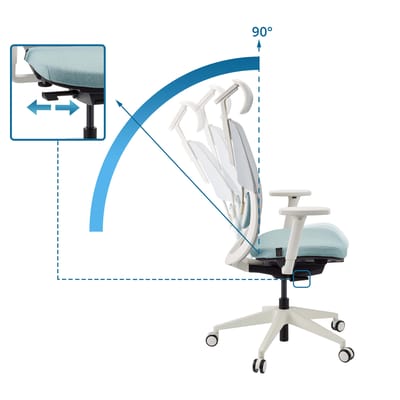Skandis Pro | met hoofdsteun | Frame: Wit - Professionele bureaustoel Mint / Wit
