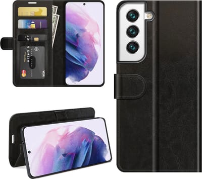 MobyDefend Hoesje - Geschikt voor Samsung Galaxy S22 - Wallet Book Case (Sluiting Achterkant) - Zwart