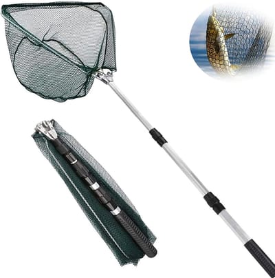 RONN® Schepnet Vissen - Visnet - Telescoop Schepnet - Duurzaam Net met Rubberen Coating - Transparant - 130cm x 42cm x 1cm