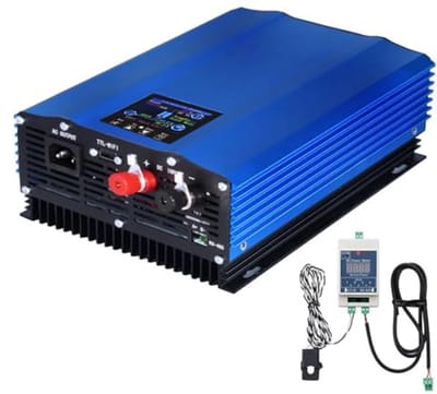 Netgekoppelde Omvormer - Stroombegrenzer LCD - Energie Management - Zuivere Sinusuitgang - 1200 Watt - Zwart