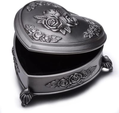Vintage stijl sieradendoos voor dames en meisjes - antiek hart en liefdesroos, perfect voor sieradenopslag