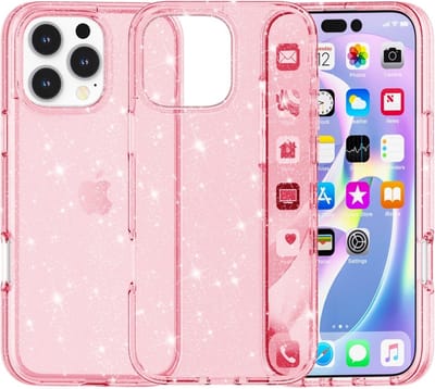 Coverup Hoesje - Geschikt voor iPhone 16 Pro Max Hoesje - Coverup Glitter TPU Back Cover - Roze