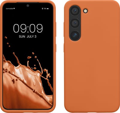 kwmobile telefoonhoesje geschikt voor Samsung Galaxy S23 - Hoesje met siliconen coating - Smartphone case in warme abrikoos