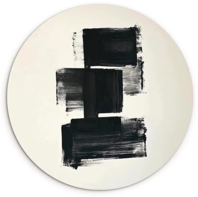 WallCircle® Wandcirkel 120x120 cm - Muurcirkel Rechthoeken - Penseelstreken - Abstract - Zwart - Muurdecoratie woonkamer - Wanddecoratie slaapkamer - Kamer decoratie accessoires - Ronde schilderijen XXL