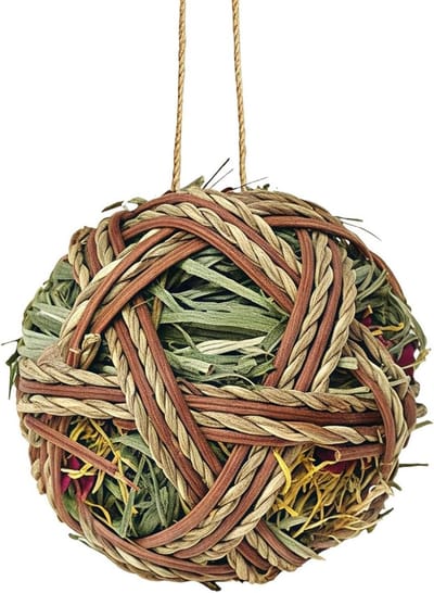 Knaagdier Kauwballen - Tandverzorging Speelgoed - Tanden Slijpen - Natuurlijk Gras Materiaal - 10x10x10 cm - Veelkleurig