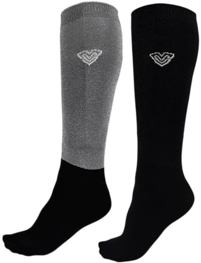 Paardrijsokken Vincere Signature 2-Pack - Glitterblack/Silver - 42-46