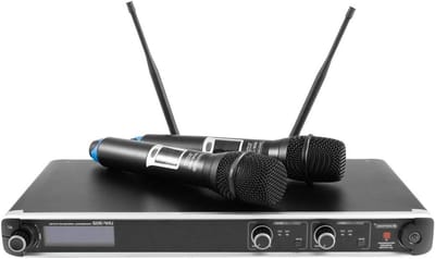 Draadloos Microfoonsysteem - Zender Ontvanger Set - Live Optredens - Twee Kanalen - 29 Kilogram - Zwart