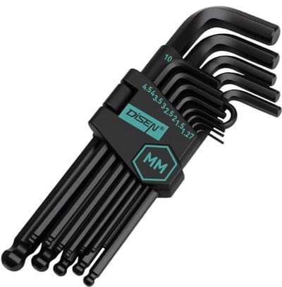 Inbussleutel Set 13 Stuks - Metrische Lange Arm met Kogeluiteinde, Maten 1,27-10 mm, Chroom Vanadium Staal