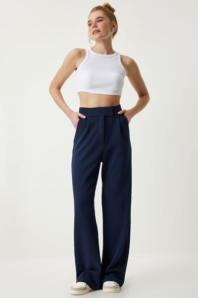 Hoge Taille Geweven Palazzo Broek