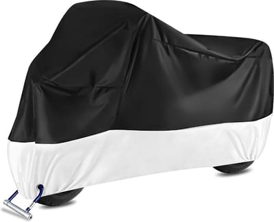 Intirilife XXL Outdoor Afdekzeil voor motorfietsen in Zilver - Zwart - Afmetingen 245 x 105 x 125 cm - Voor de bescherming van tweewielige voertuigen in alle weersomstandigheden