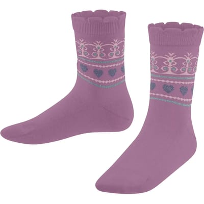 FALKE Shiny Icecrown gedessineerd katoen sokken kinderen roze - maat 23-26