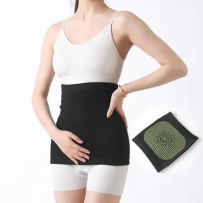 Warm Kasjmier Tailleband Rugsteun Zelfverwarmend Lumbaal Ergonomische Steun Wrap Slanke Taille Trimmer Nierband Lichaam Buik Maag Warmer M zwart