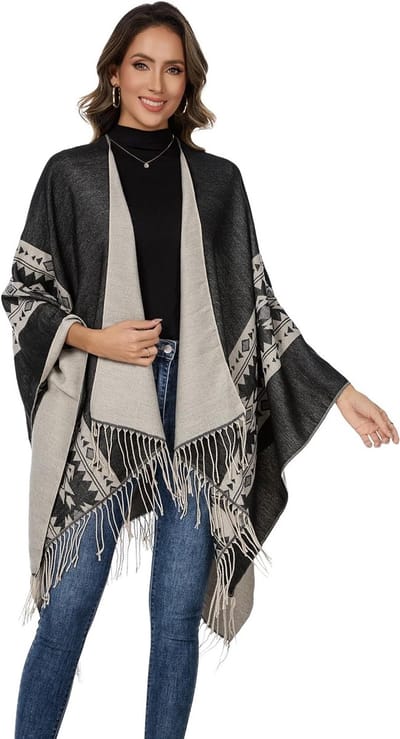 Elegante Dames Poncho voor de Winter | Warme Gebreide Cape en Sjaal | Perfect Cadeau voor Verjaardag en Kerst